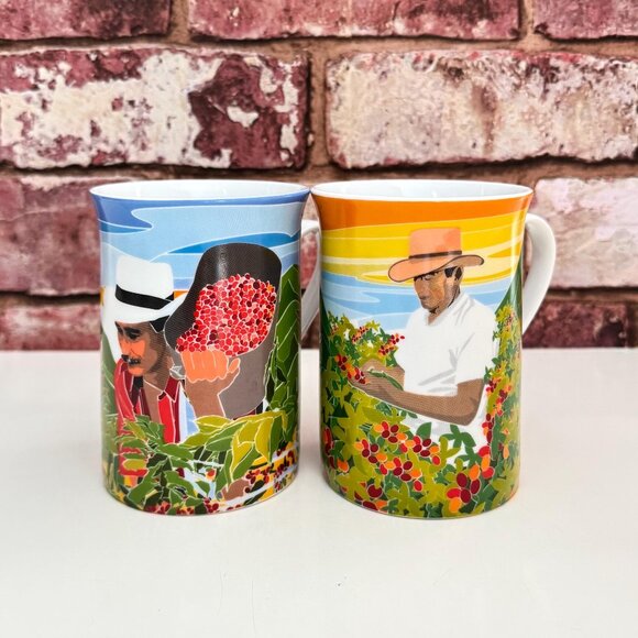 Juan Valdez Cafe Retro Coffee Mugs ~ Set of 2 - Picture 1 of 8